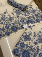 Blue Floral Embroidered Pure Chanderi Luxury Formal Unstitched Suit