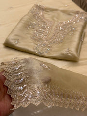 Ivory Champagne Tissue Suit With Hand Embellished Detailing