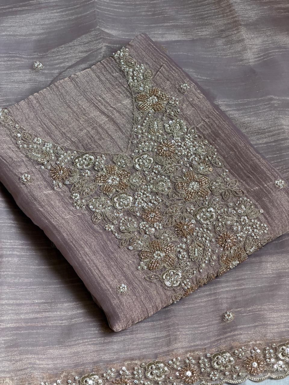 Beads Work Crush Tissue Suit