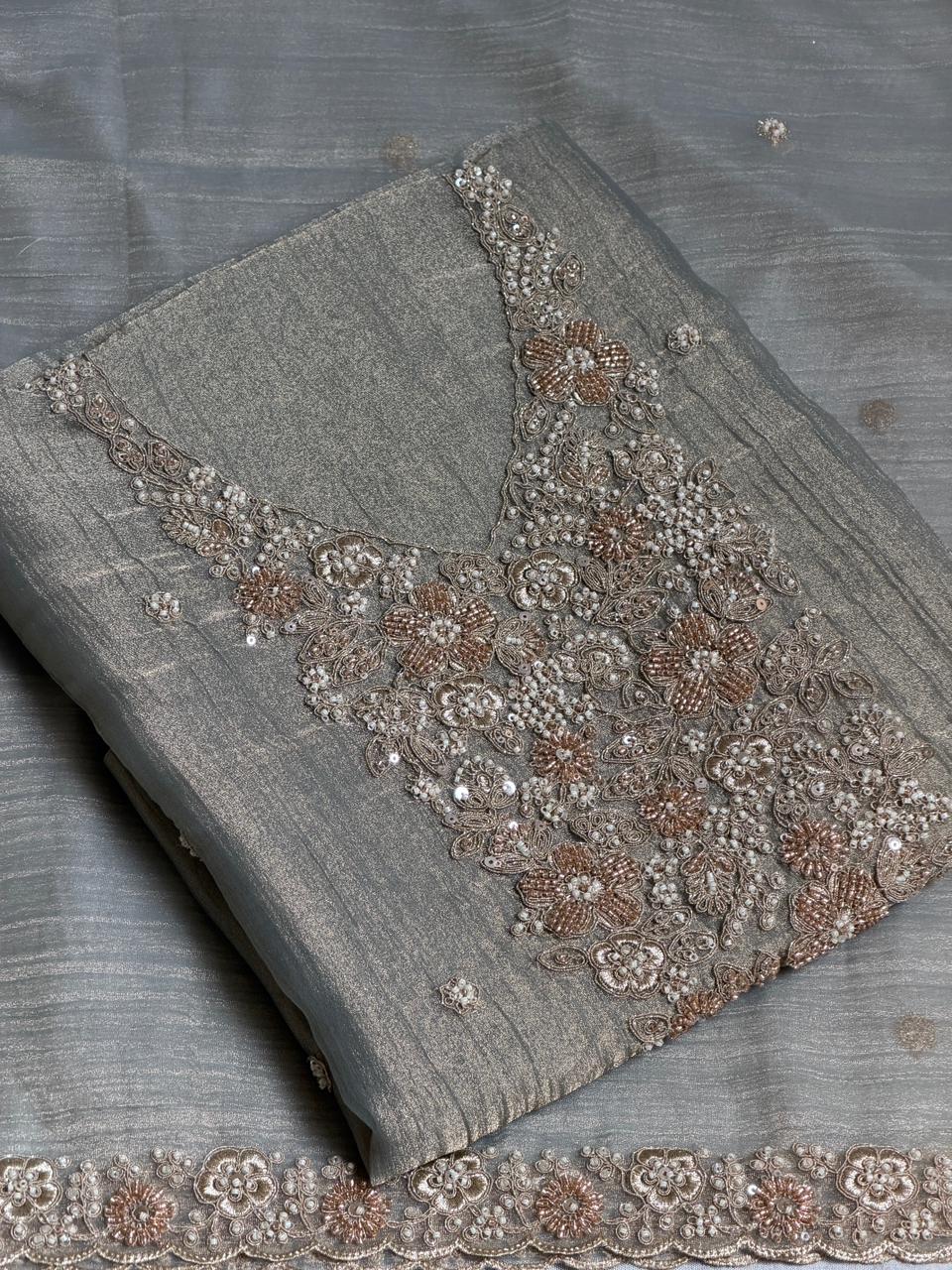 Beads Work Crush Tissue Suit