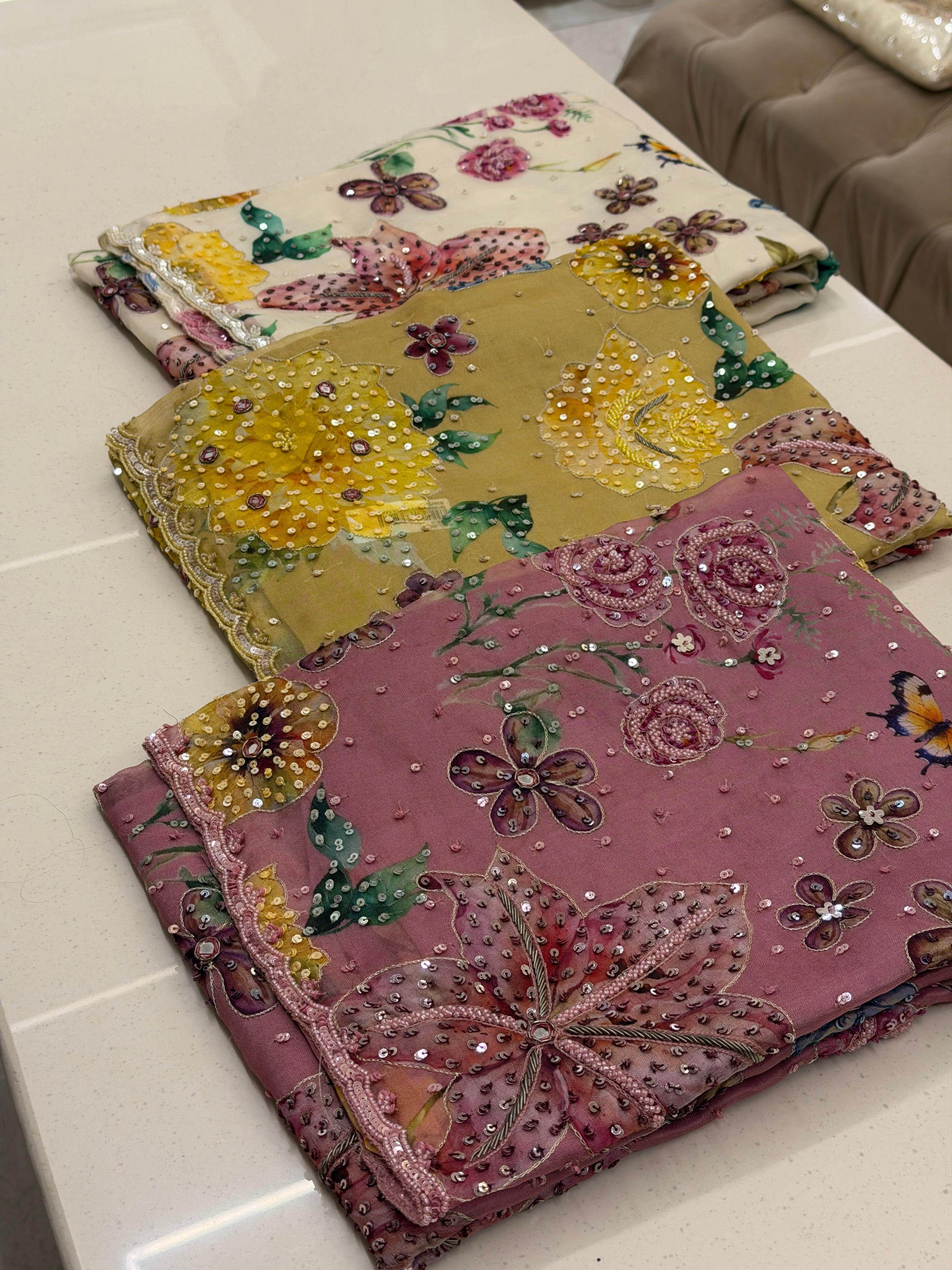 Elegant Multi Color Floral Embroidered Suit Set