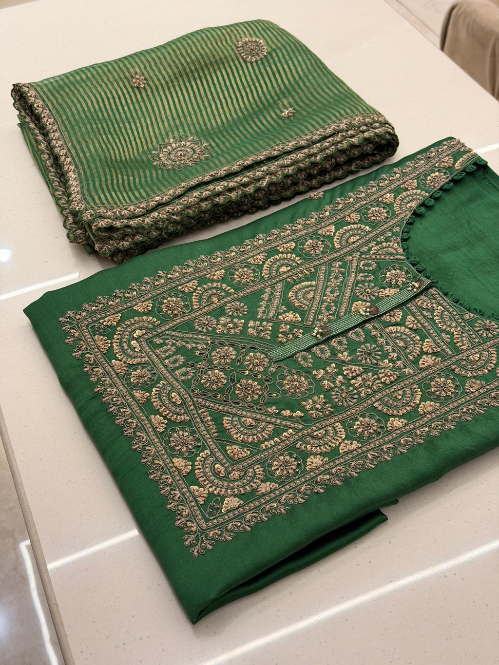 Emerald Green Embroidered Festive Suit