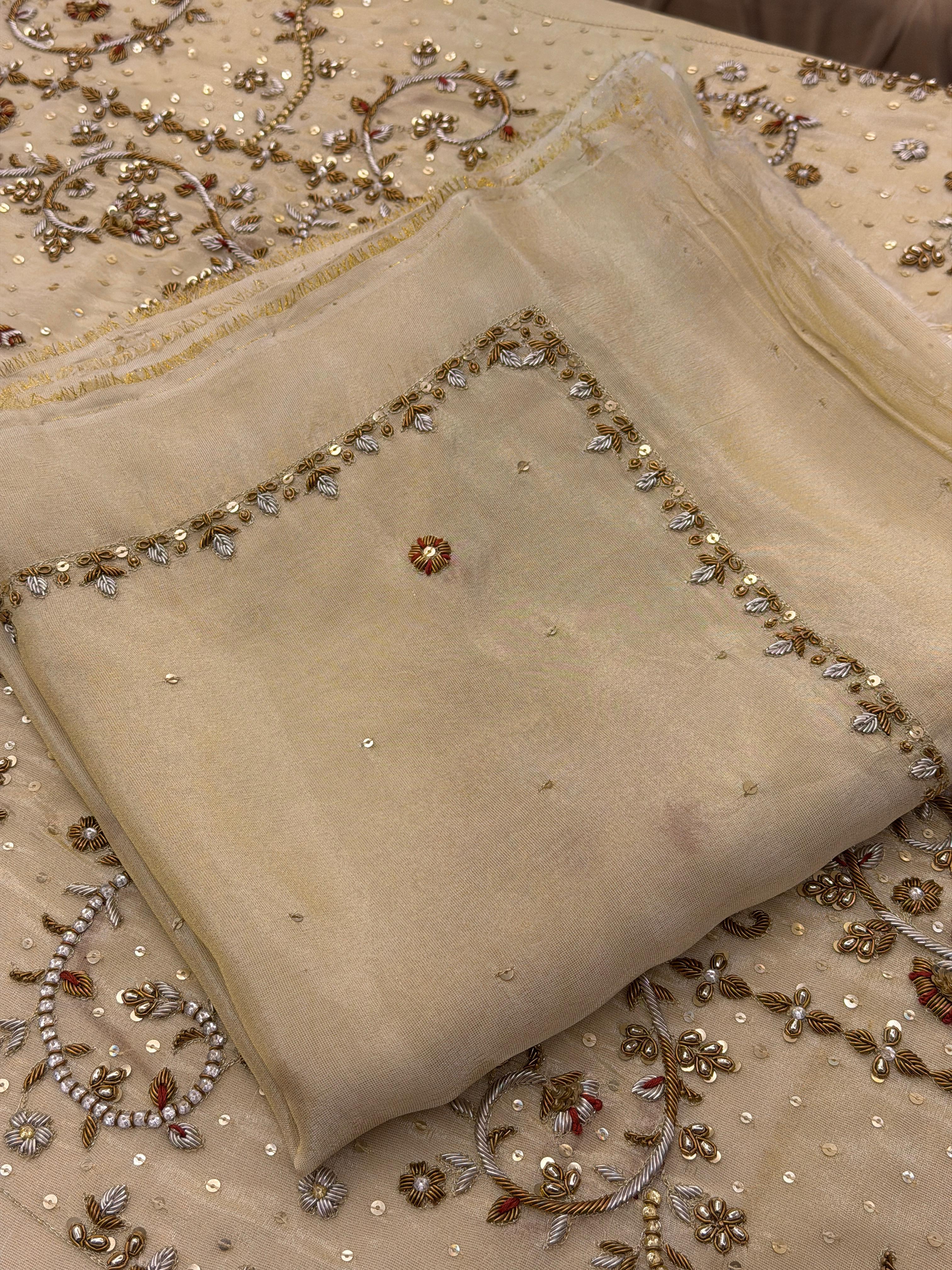 Elegant Ivory Festive Suit With Rich Handwork