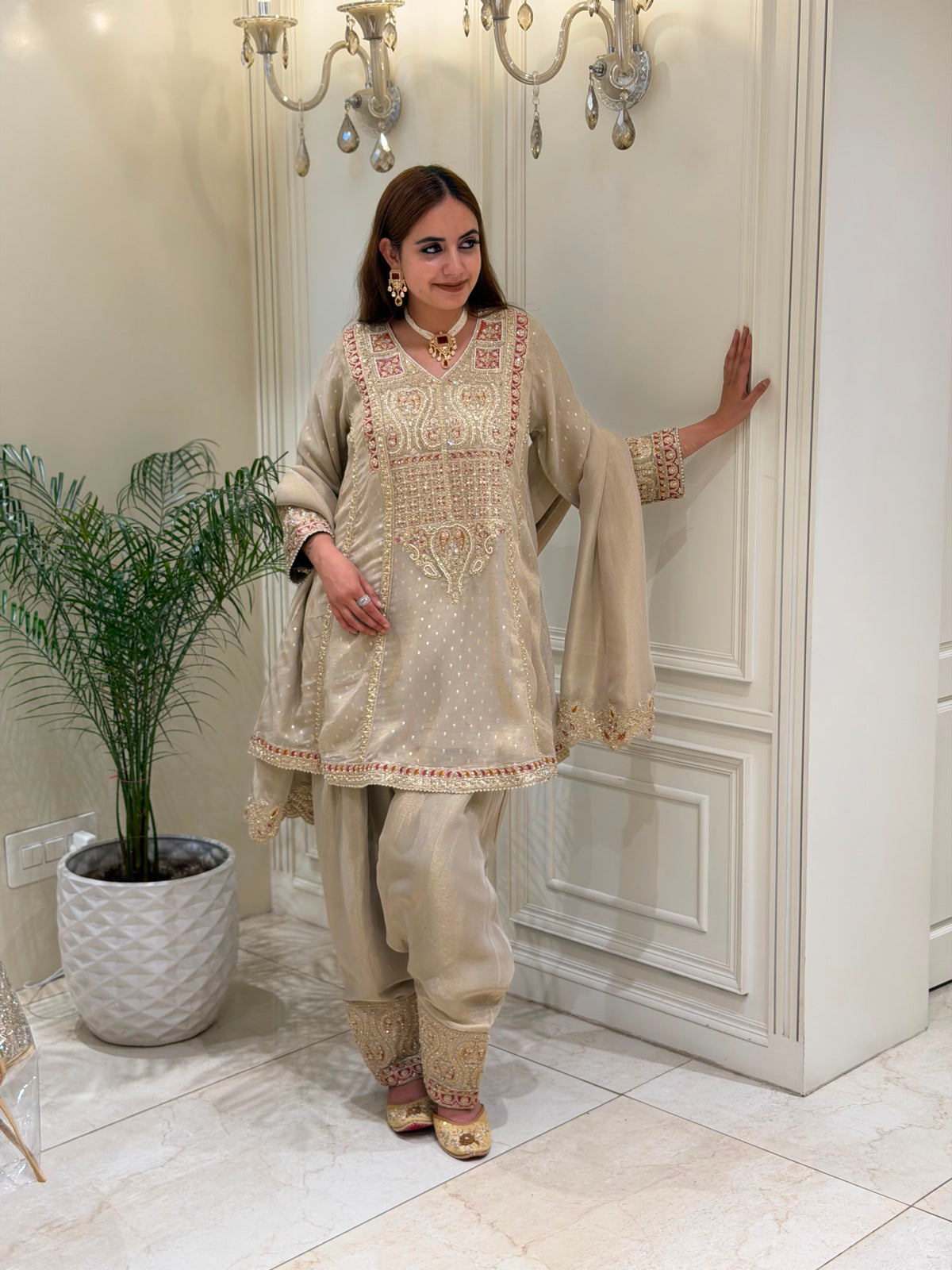 Noor-e-Meher Tissue Silk Shalwar Set