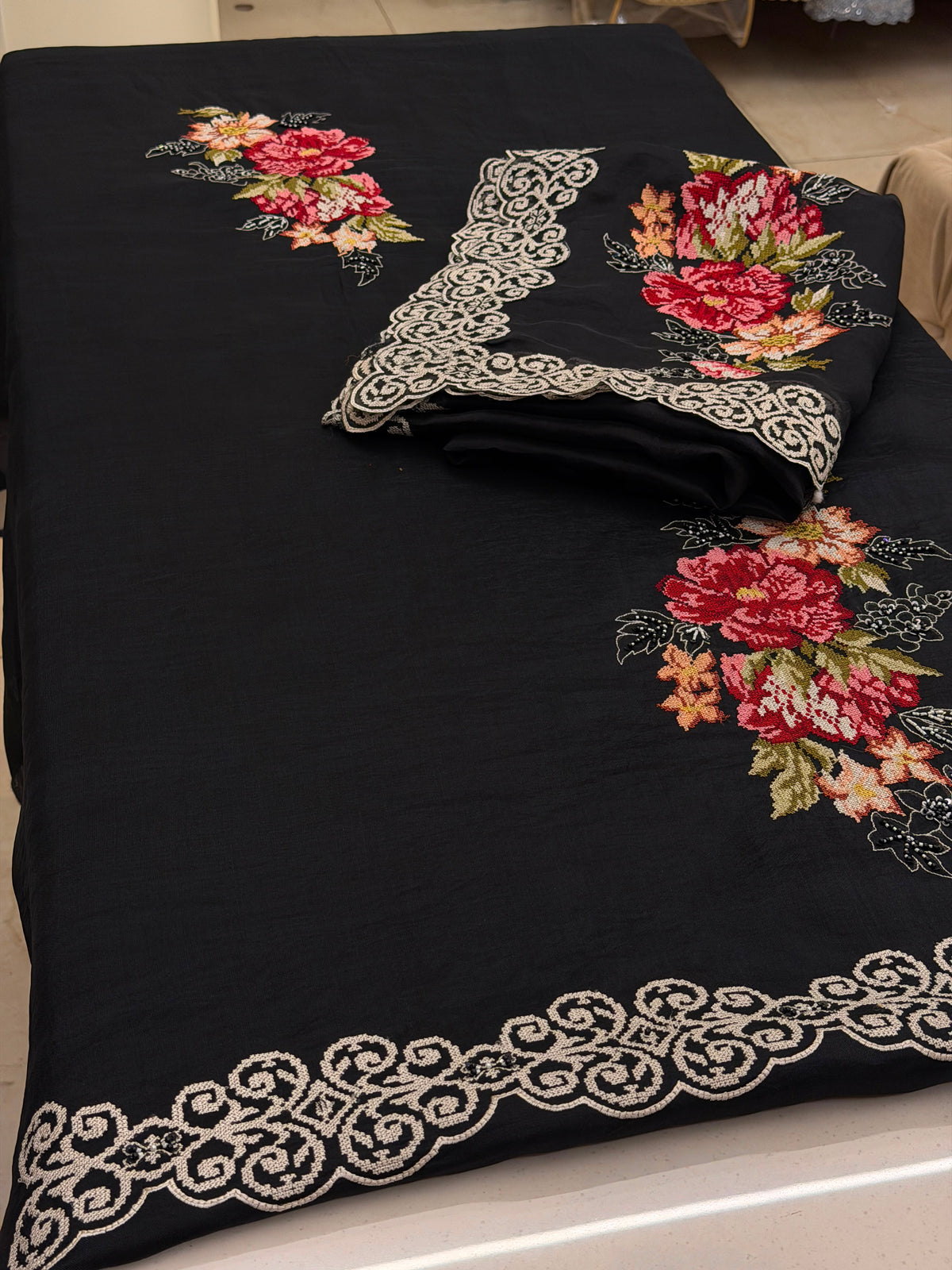 Floral Cross-Stitch Luxury Suit