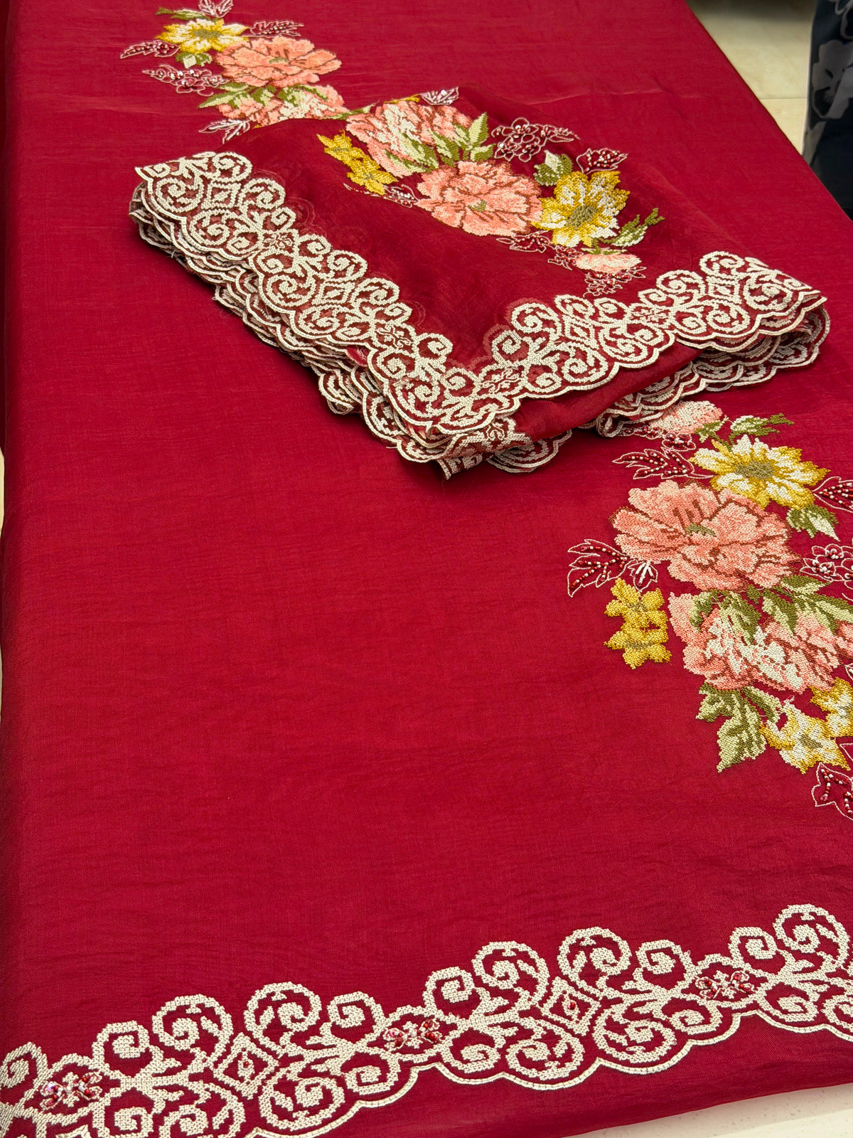Floral Cross-Stitch Luxury Suit