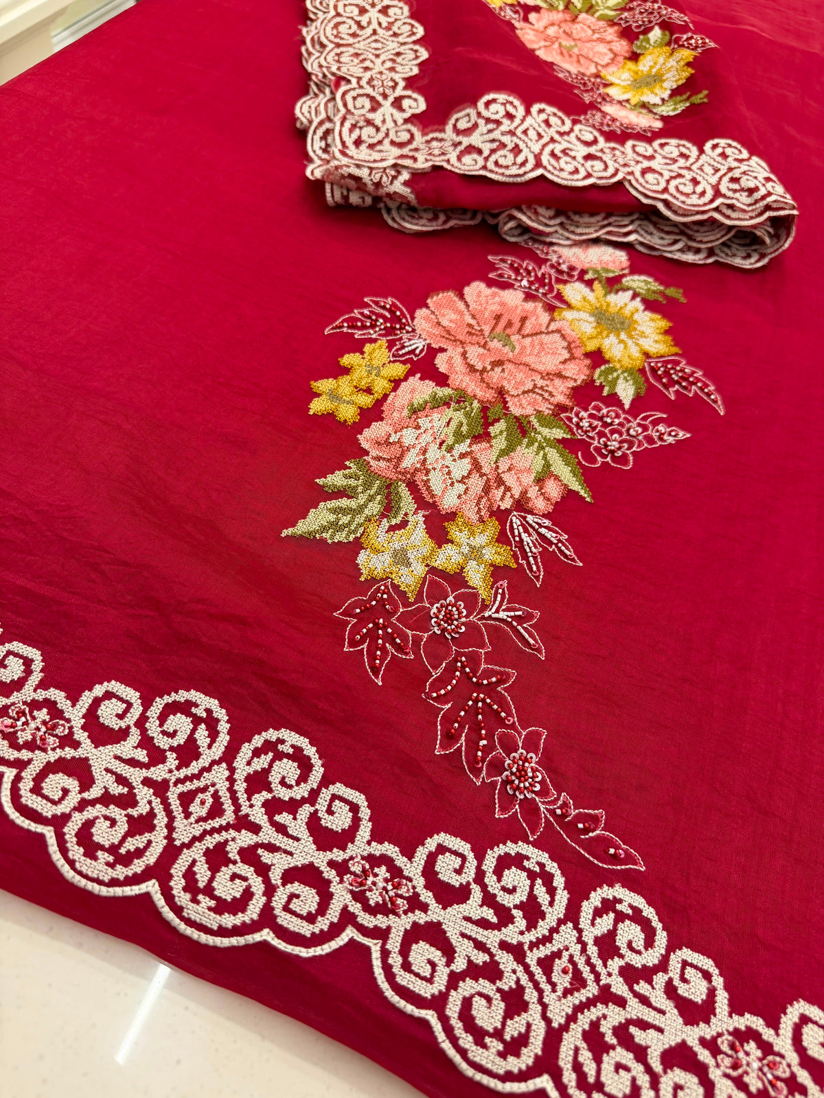Floral Cross-Stitch Luxury Suit