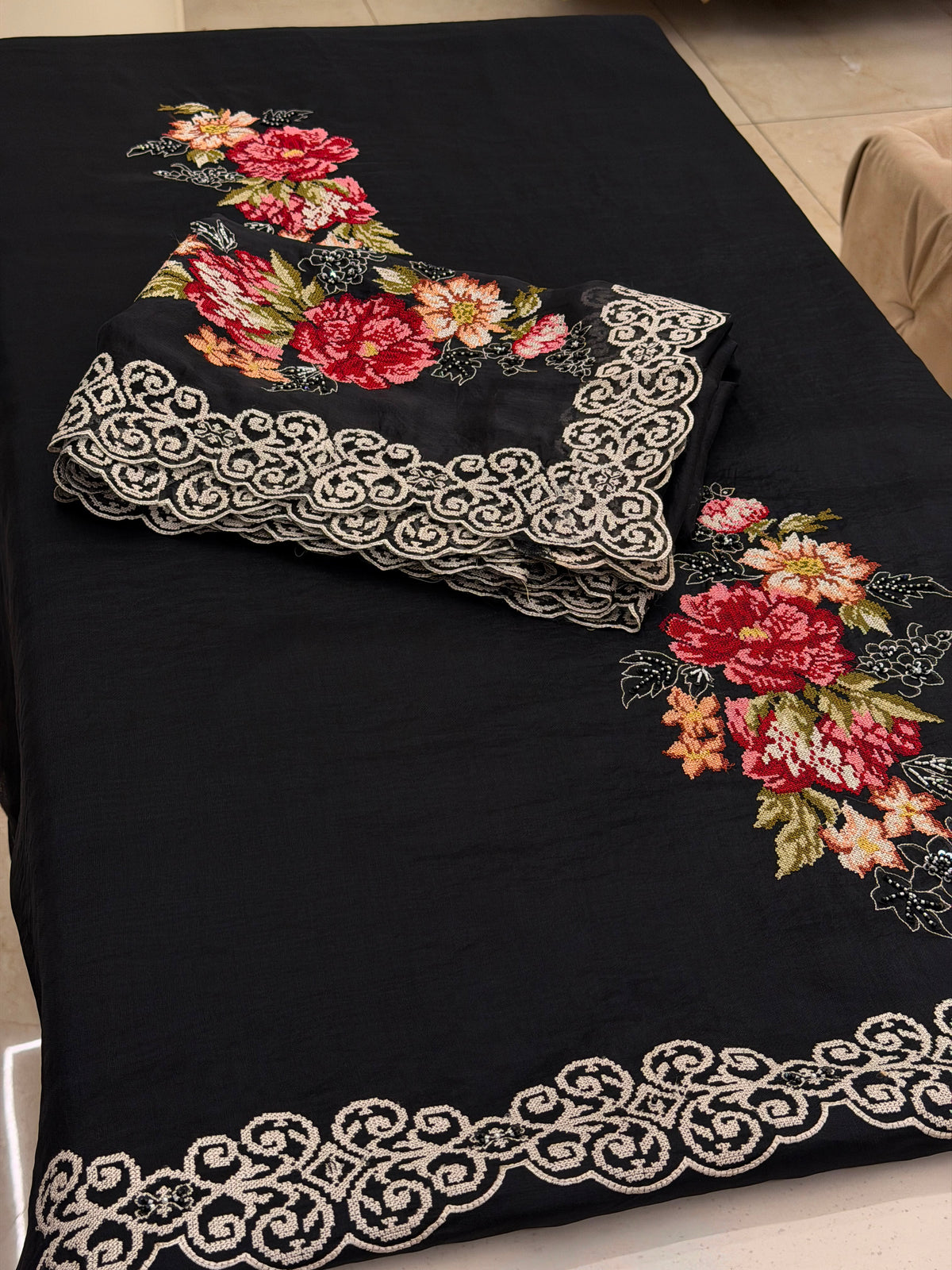 Floral Cross-Stitch Luxury Suit