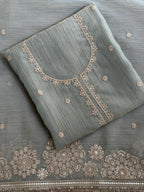 Elegant Pastel Crushed Tissue Embroidered Suit