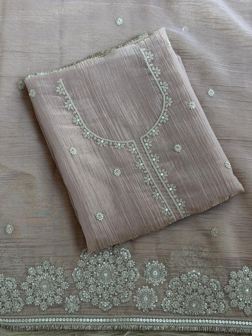 Elegant Pastel Crushed Tissue Embroidered Suit