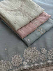 Elegant Pastel Crushed Tissue Embroidered Suit