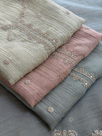 Elegant Pastel Crushed Tissue Embroidered Suit