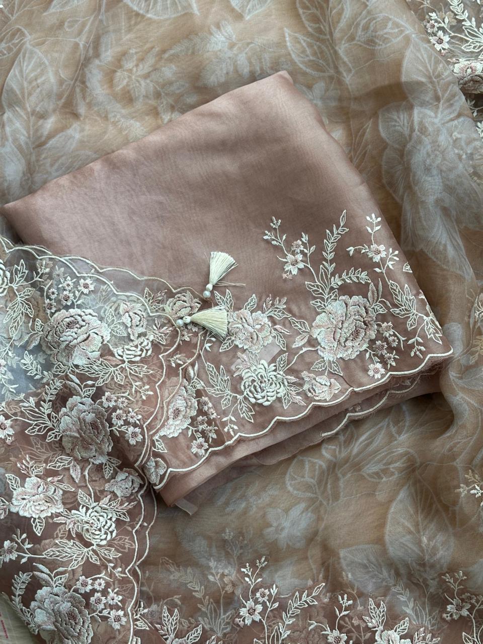 Soft Pastel Floral Embroidered Party Wear Suit
