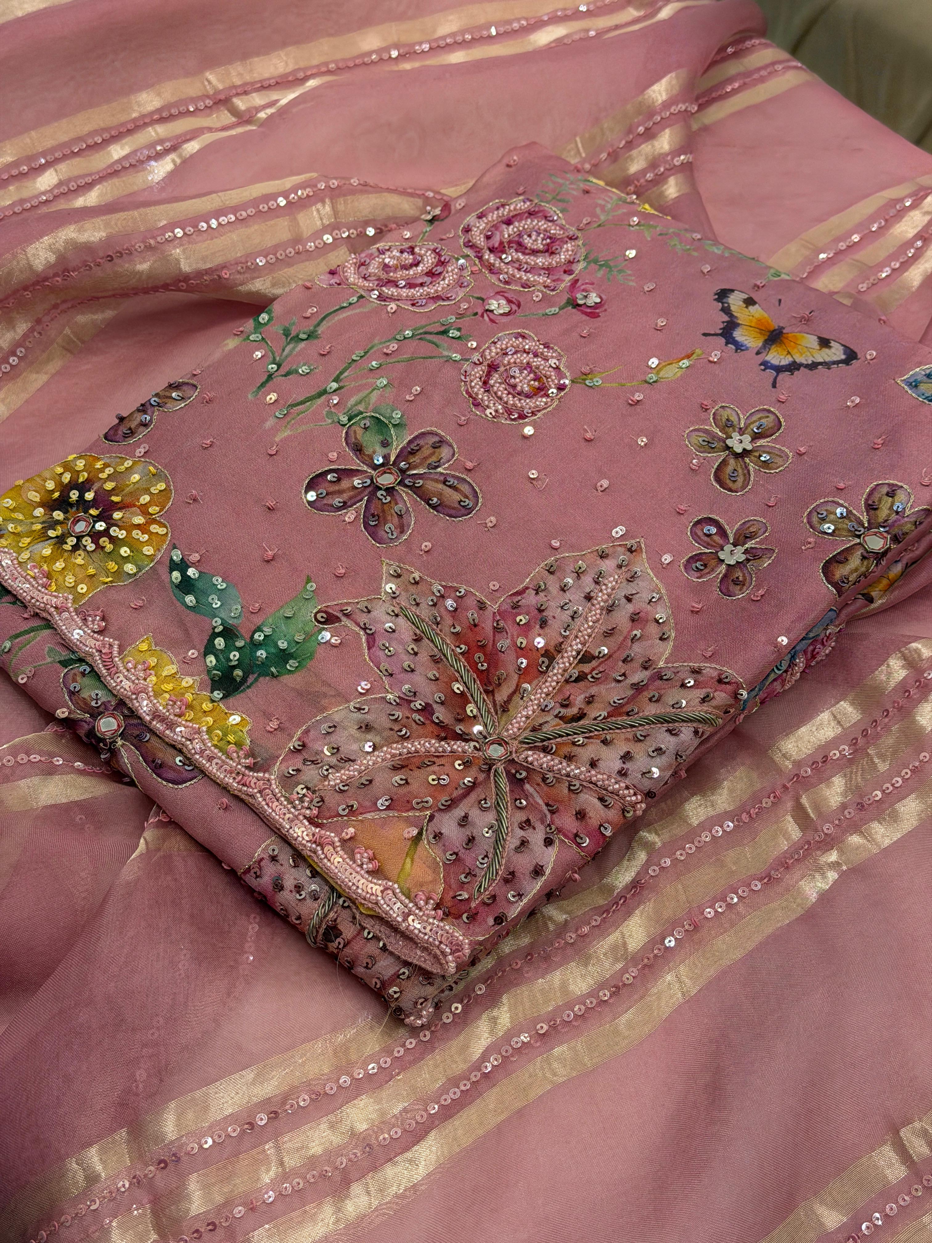 Elegant Multi Color Floral Embroidered Suit Set