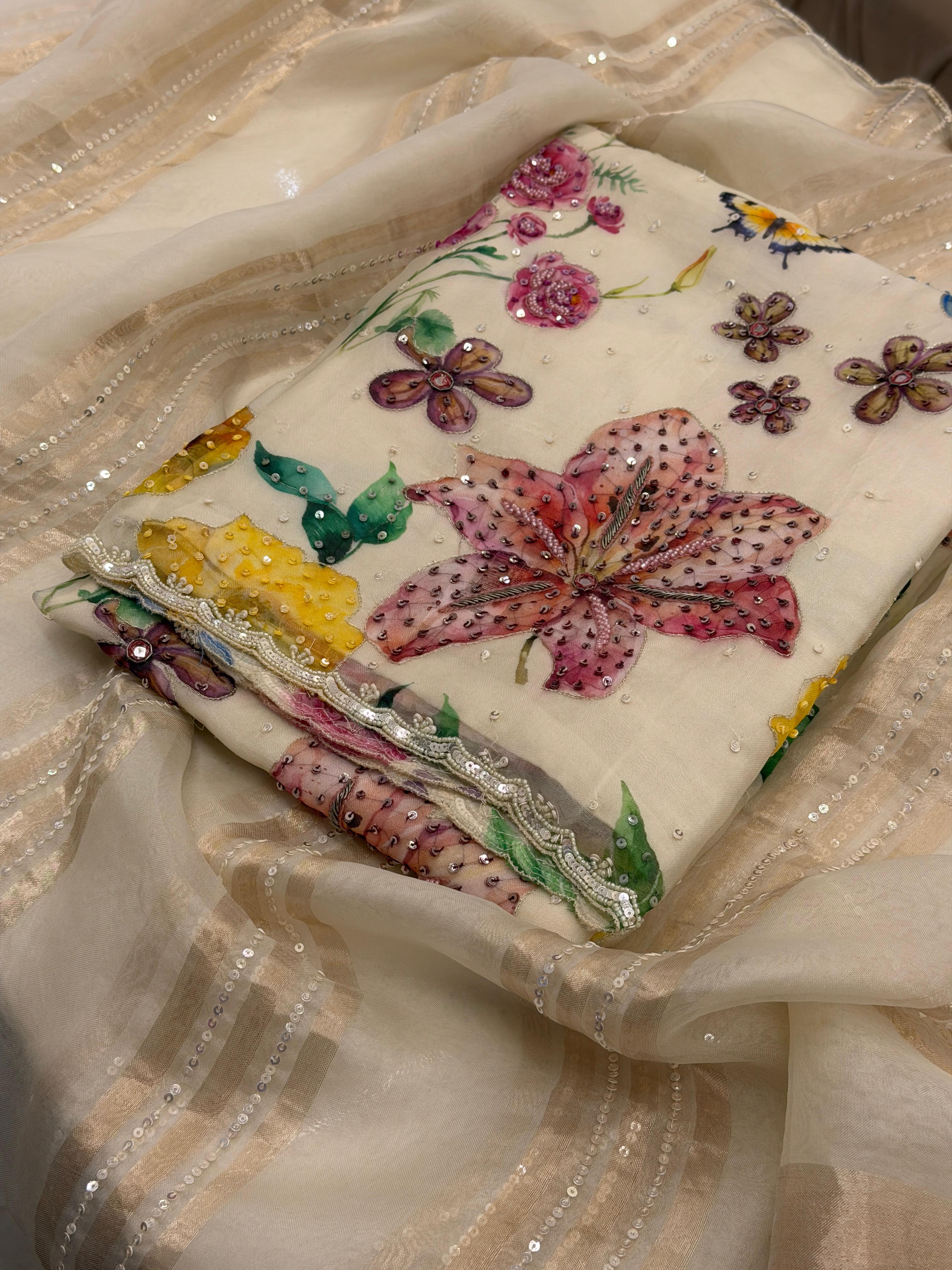 Elegant Multi Color Floral Embroidered Suit Set
