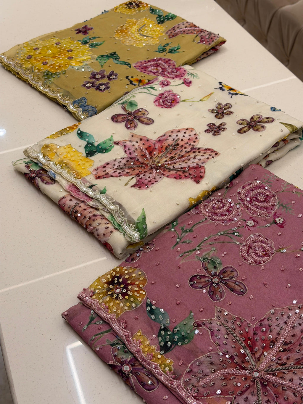 Elegant Multi Color Floral Embroidered Suit Set