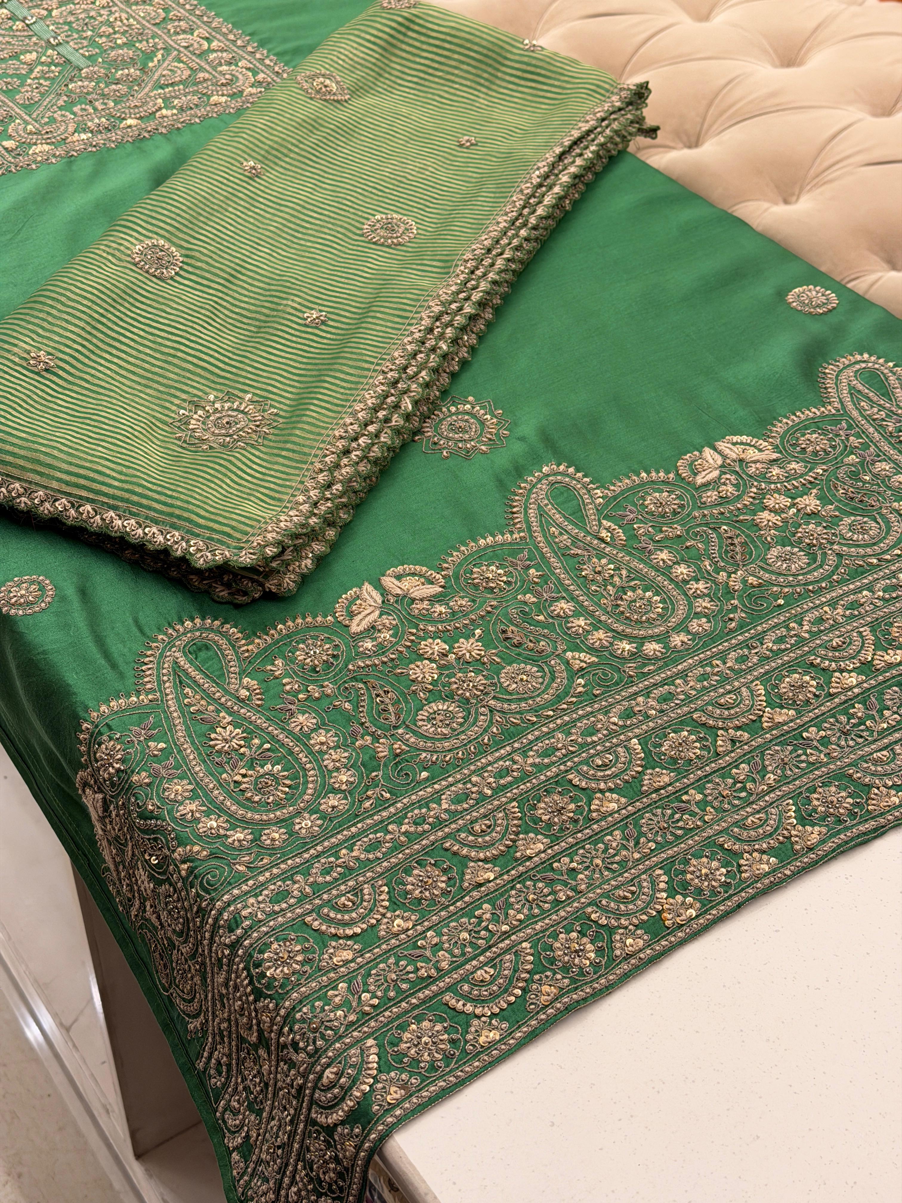 Emerald Green Embroidered Festive Suit