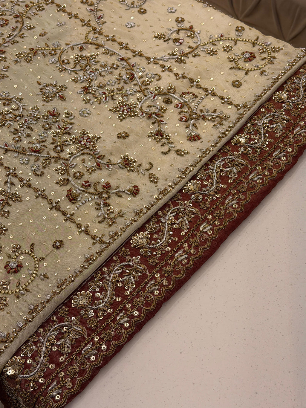 Elegant Ivory Festive Suit With Rich Handwork