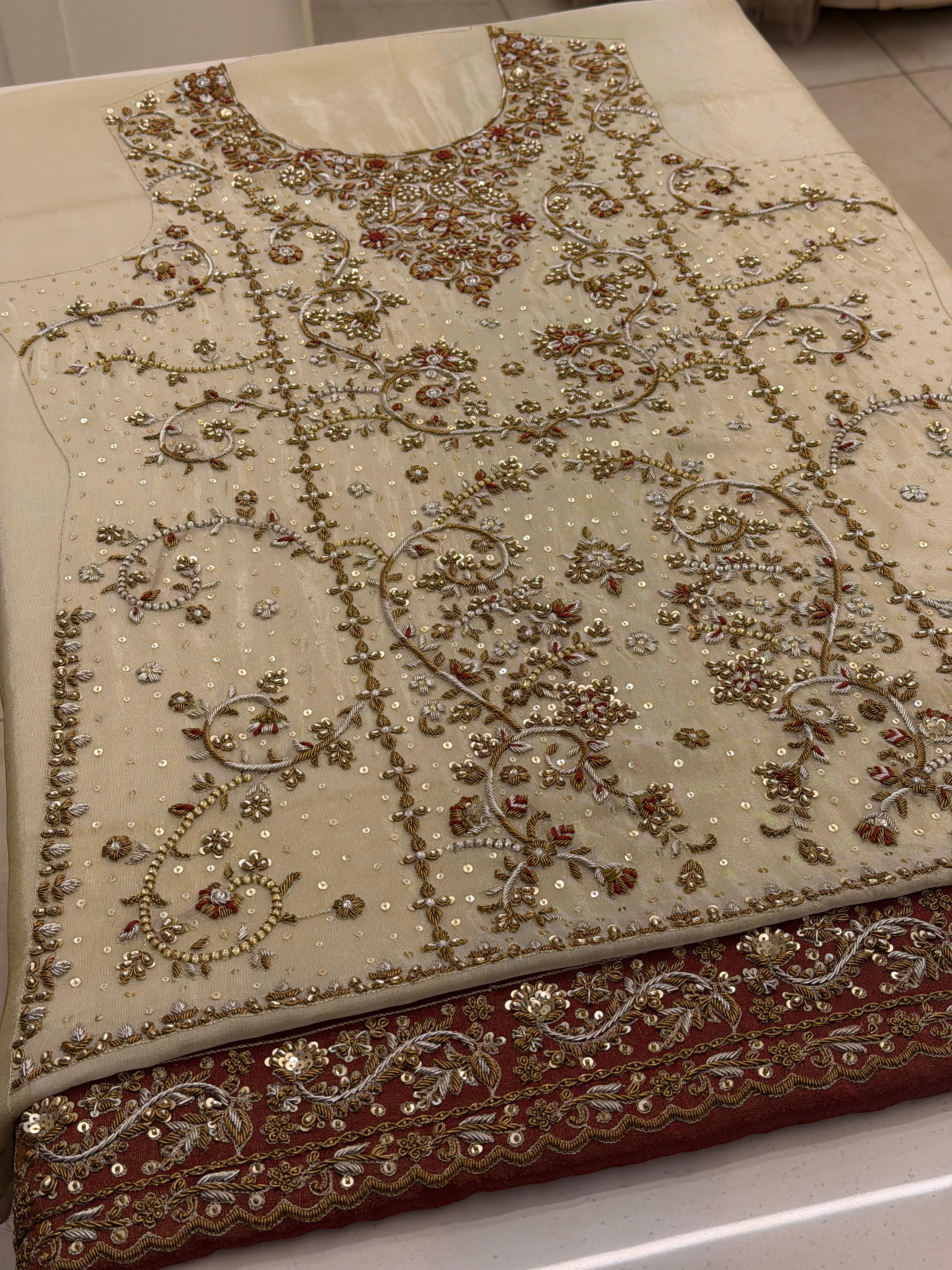 Elegant Ivory Festive Suit With Rich Handwork