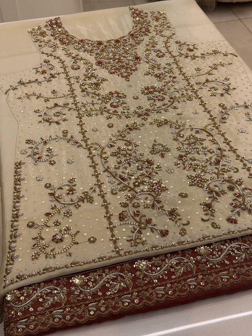 Elegant Ivory Festive Suit With Rich Handwork