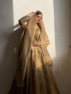 Classic Gold Banarasi Anarkali Ensemble