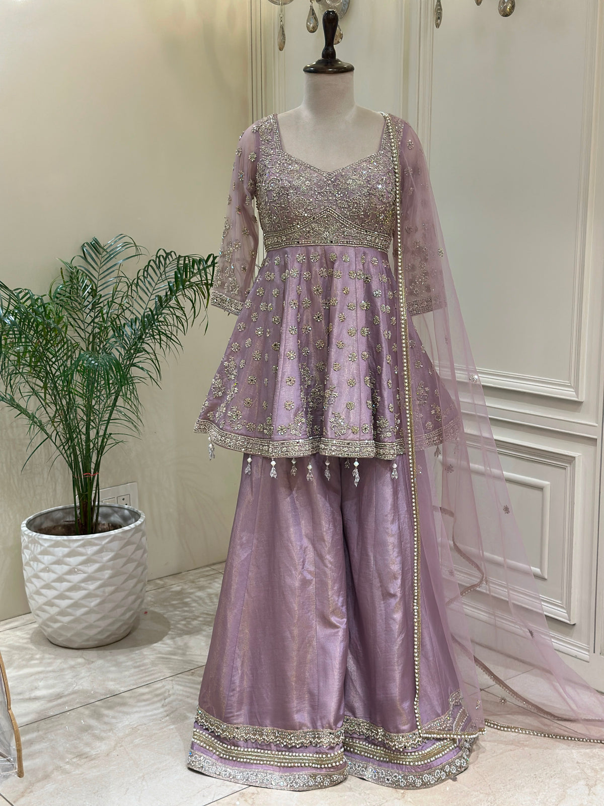 Luxury Tissue Silk Sharara Set