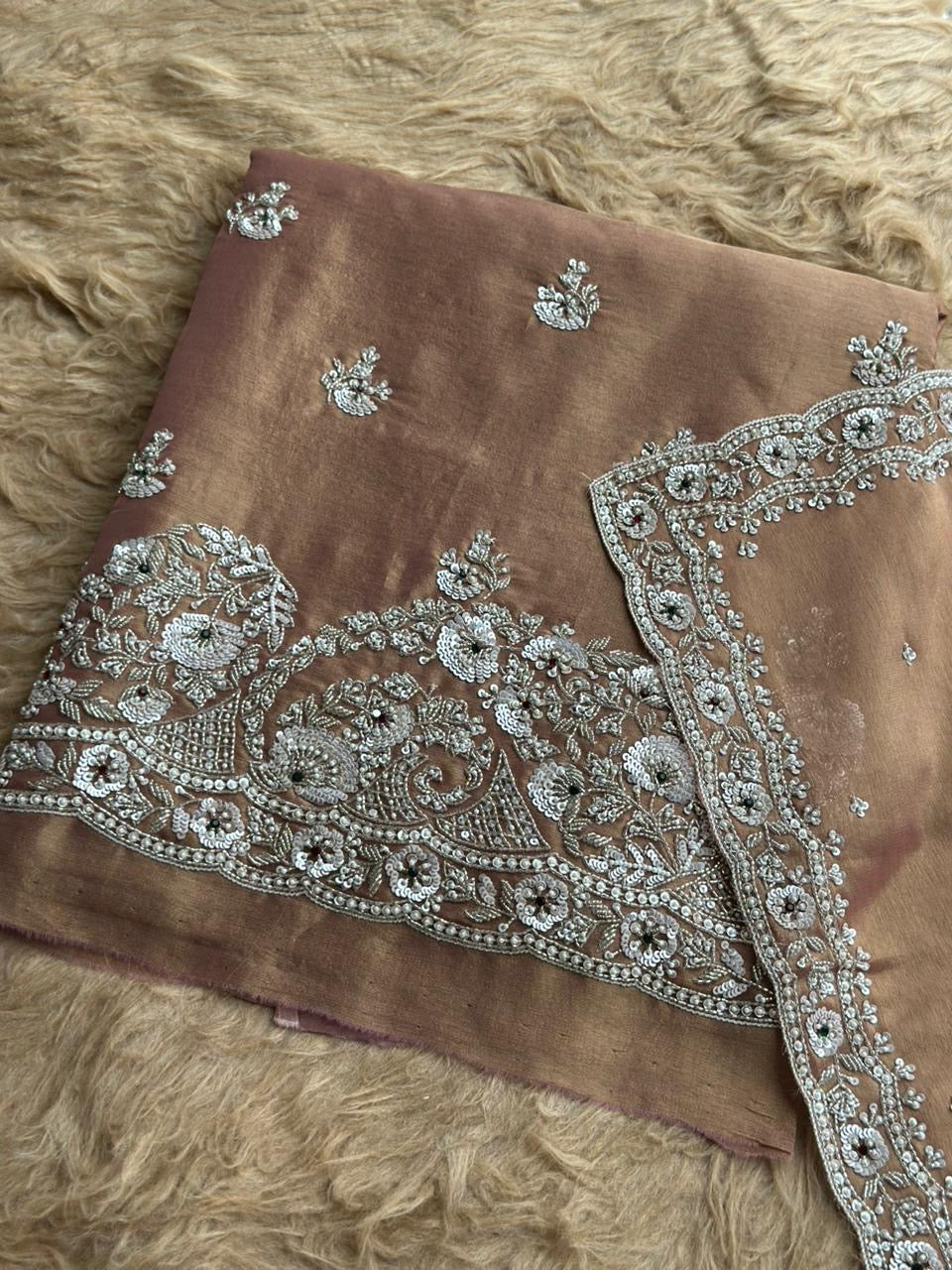 Designer Suit with Delicate Pearl & Thread Work Detailing