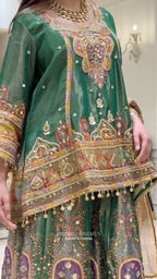 Mehr-e-Gul Tissue Sharara Set