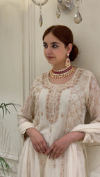 Noor-e-Sheen Pearl Organza Long Shirt Suit