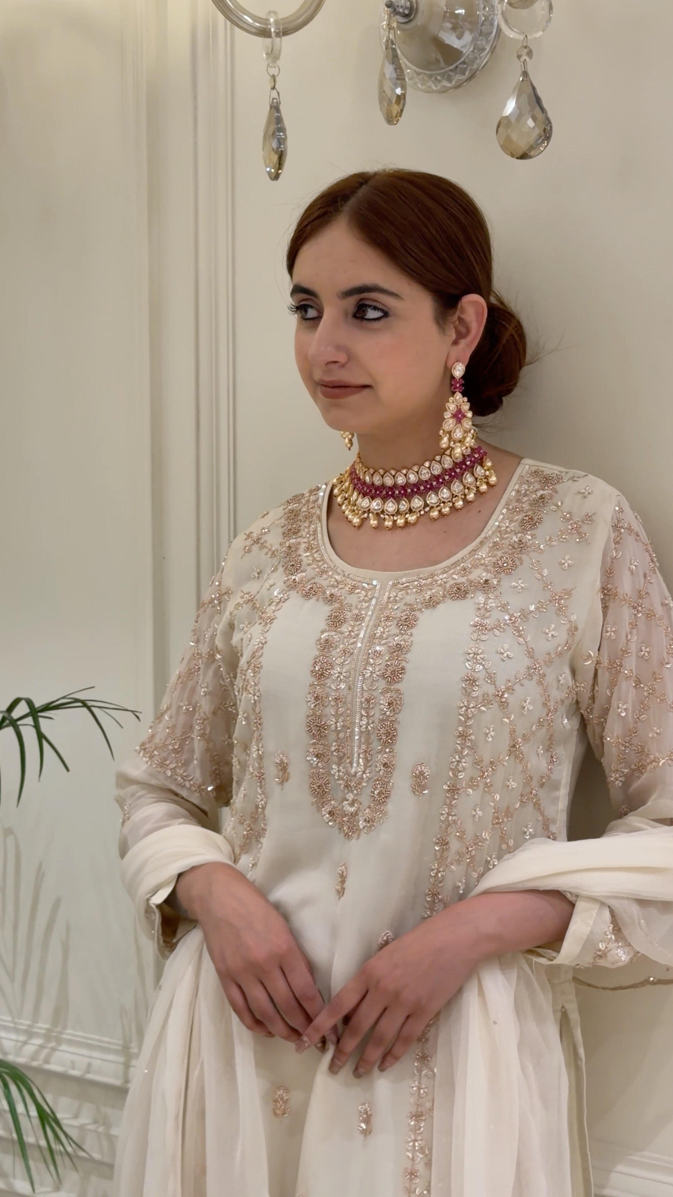 Noor-e-Sheen Pearl Organza Long Shirt Suit