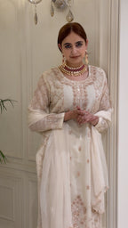 Noor-e-Sheen Pearl Organza Long Shirt Suit